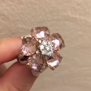 Blush jeweled flower sterling silver ring